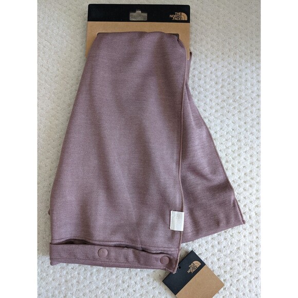 NWT The North Face logo SUPINE SCARF with snaps, TWILIGHT MAUVE HEATHER - Picture 3 of 4